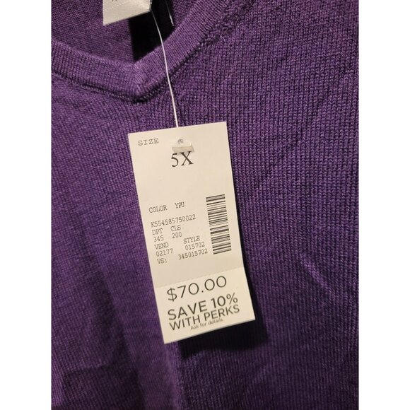 New Catherines Purple Lightweight Asymmetrical V Neck Sweater Sz 5X - Picture 6 of 7